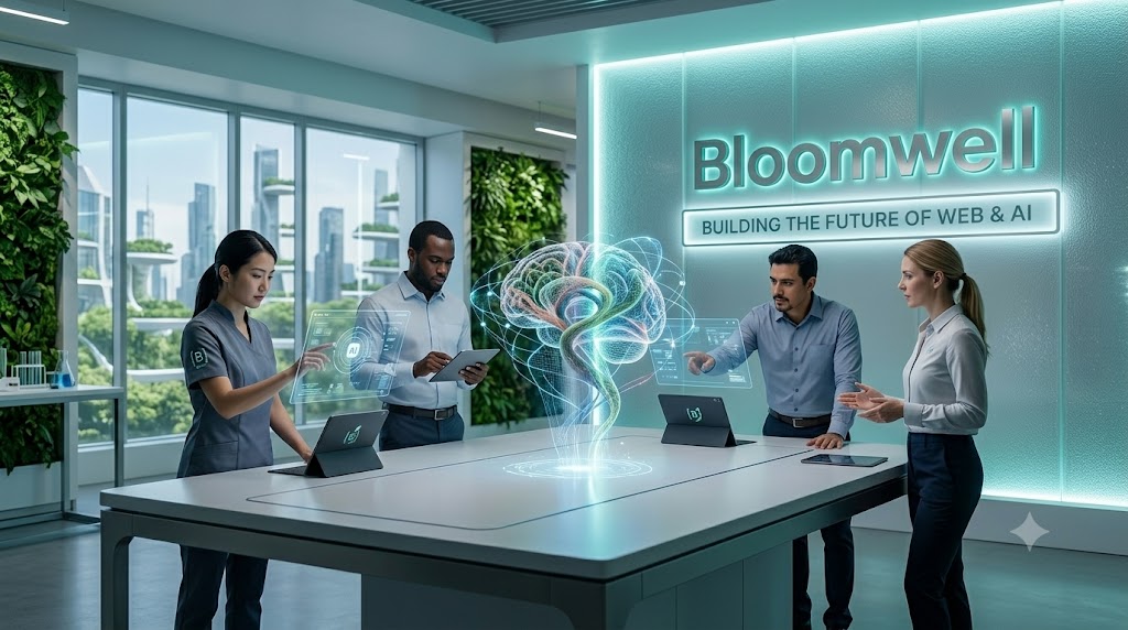 The Bloomwell team collaborating in the studio